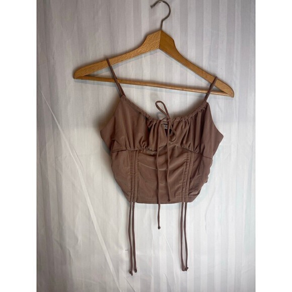 Story On Los Angeles Mocha Drawstring Detail Cami Cropped Top size Small RefM021 - Picture 5 of 6